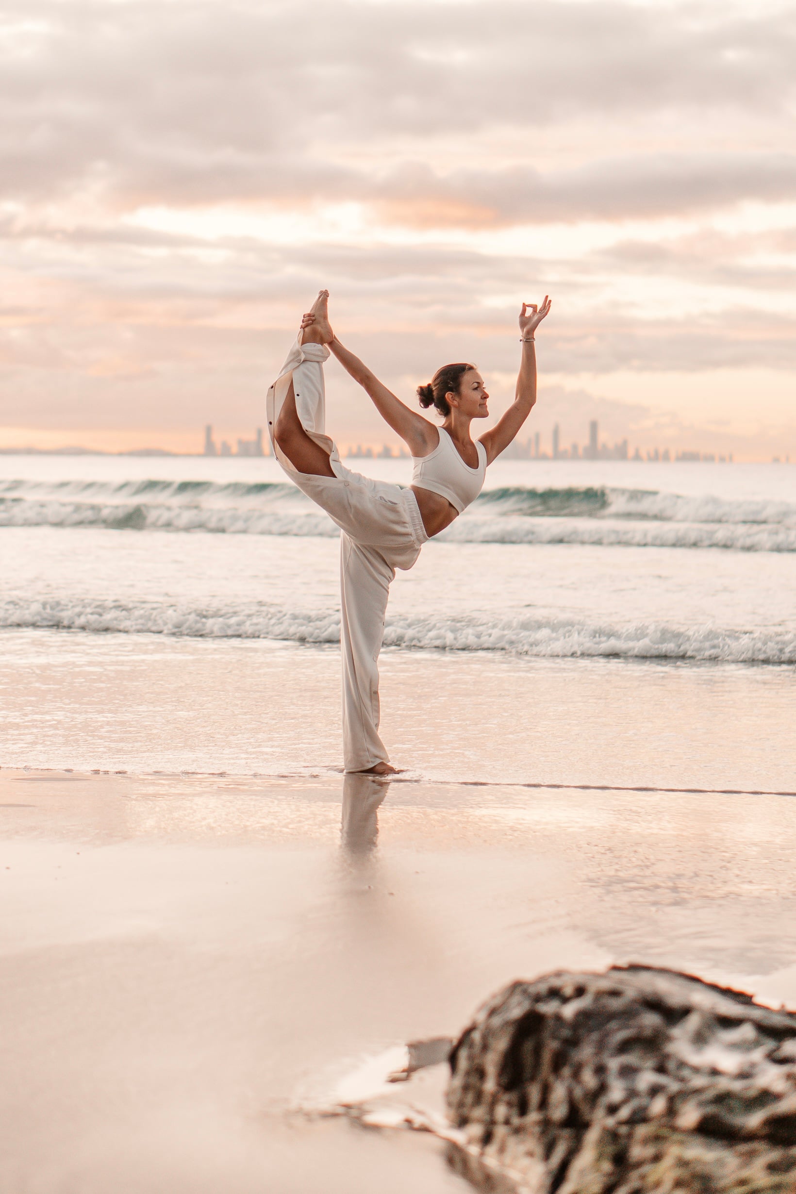 Tarryn practising movement on the beach